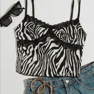 zebra tank lace top❕ size xs❕shein❕
